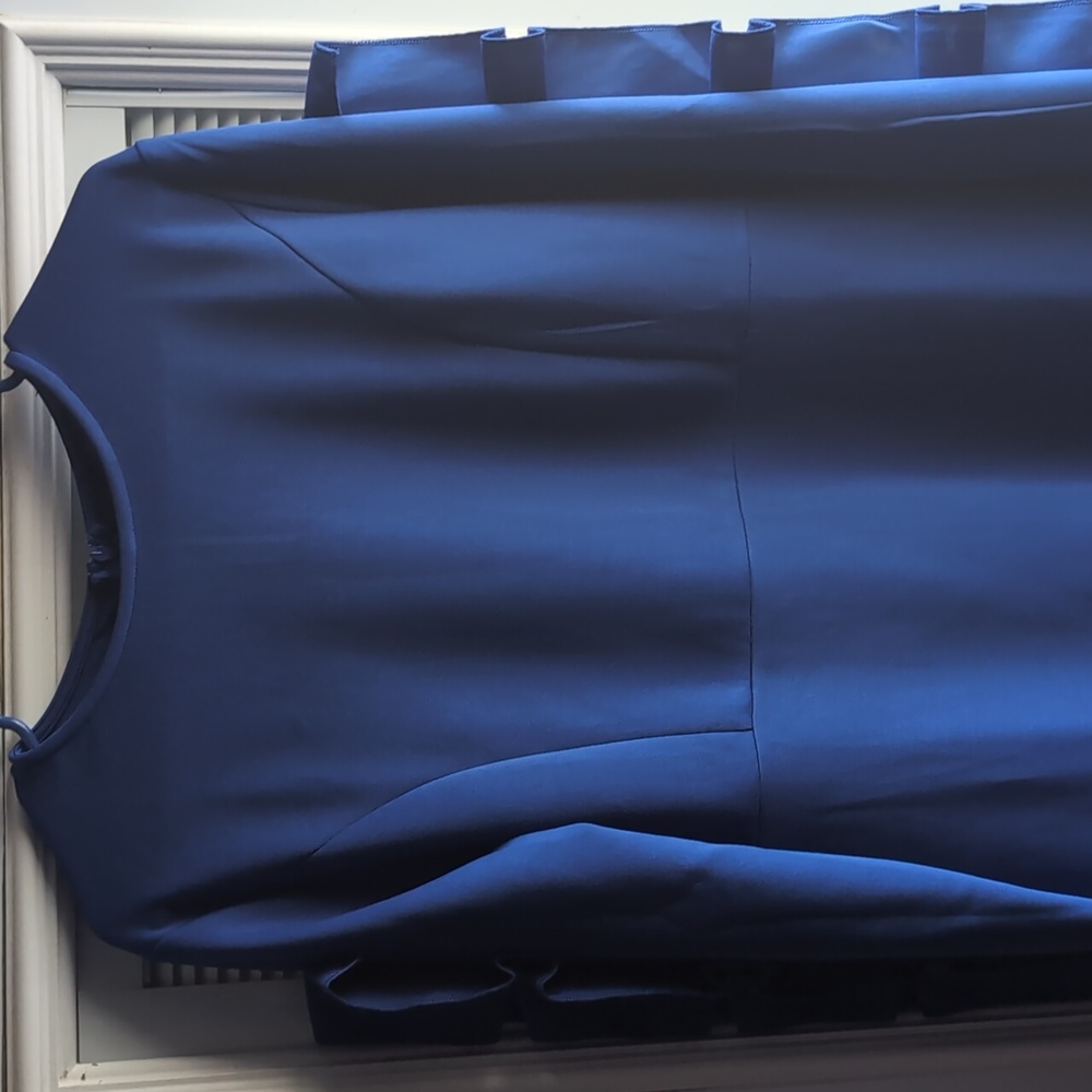 Elegant Blue Ruffle Sleeve Dress